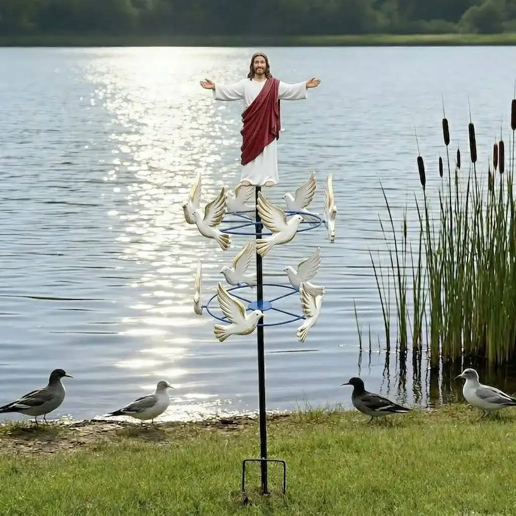 🔥LAST DAY - 50% OFF🎁Garden Decorative Wind Spinner – Jesus and Holy Dove Design